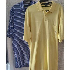 2 Vtg Polo Shirts Men L. Designer 100%Cotton Pocket Matched Branded Golf Classic